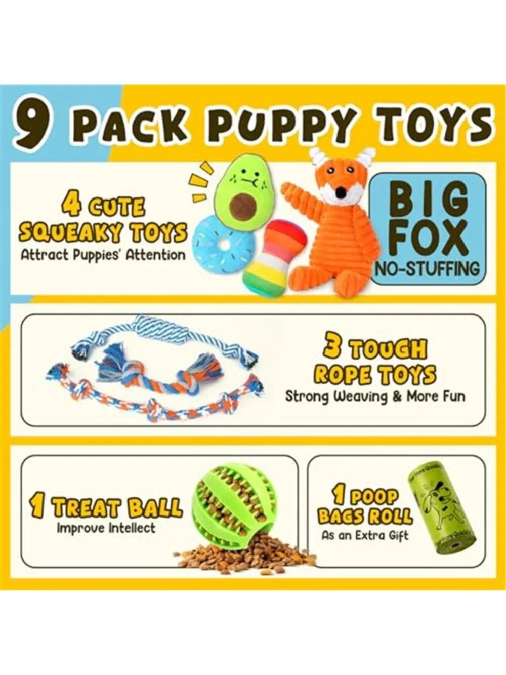 9 Pack Luxury Puppy Toys for Teething Small Dogs